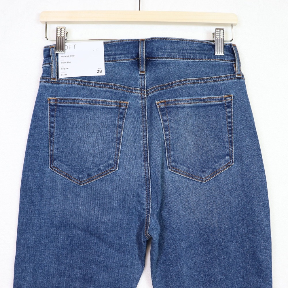 LOFT Medium Blue High Rise The Kick Crop Petite Jeans 28/6P - Picture 4 of 11